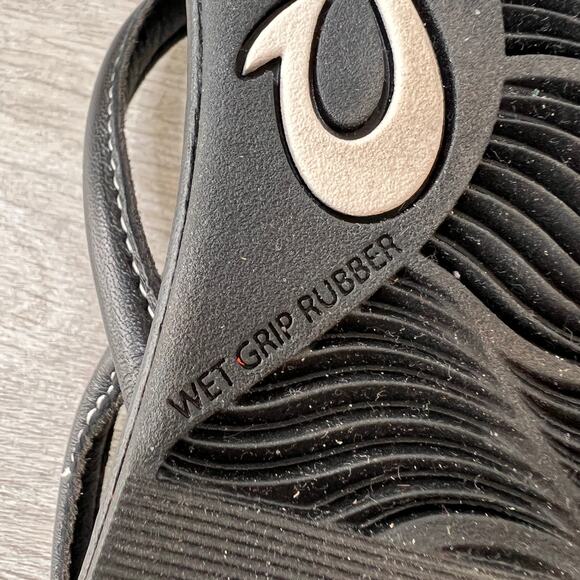 Olakai Sandals Womens Size 6/7 Black Tiare Strappy Full Grain Leather Slingback - Picture 9 of 10